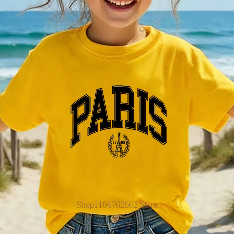 T-shirts imprimés vintage Paris pour enfants
