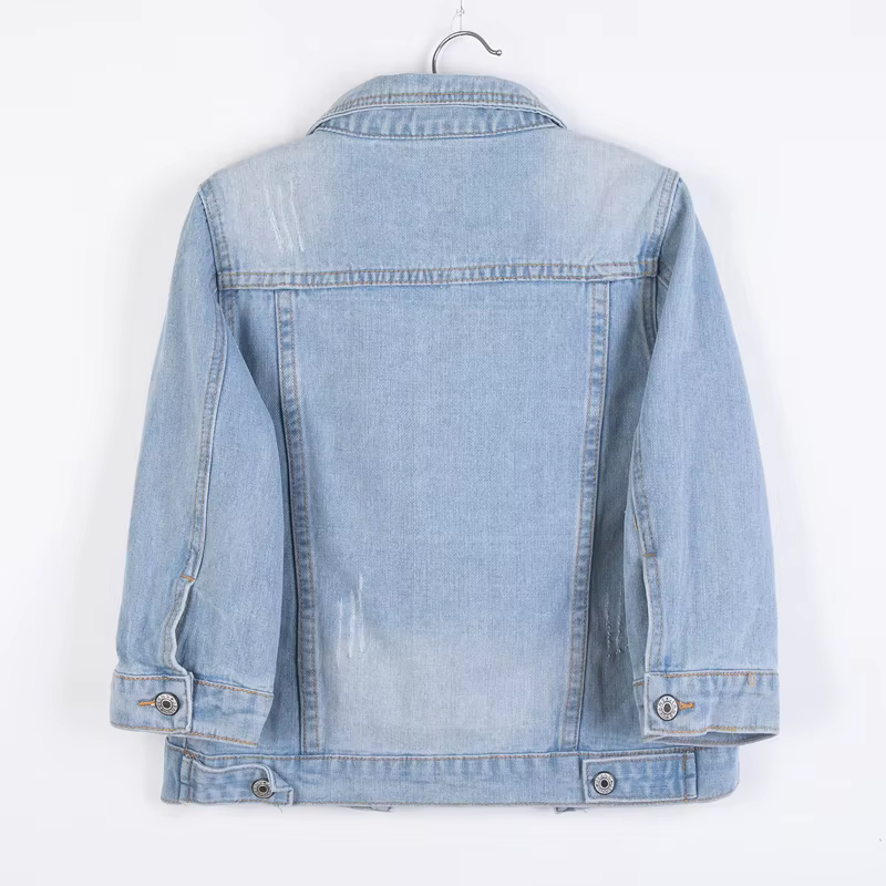 Veste courte en Jean à manches trois quarts pour femme