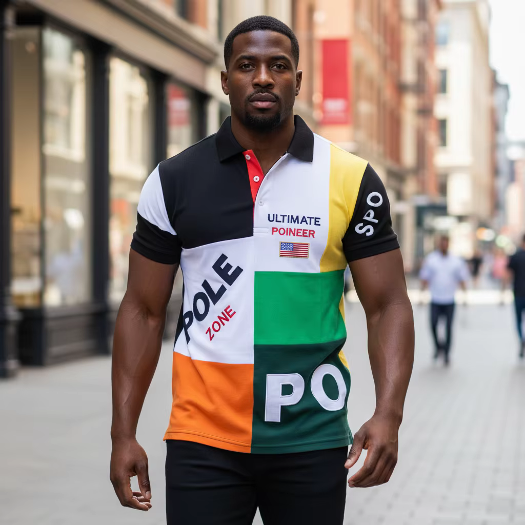 Polo homme USA Royal court décontracté sport fête haut de gamme coton broderie luxe contraste multicolore couture originale