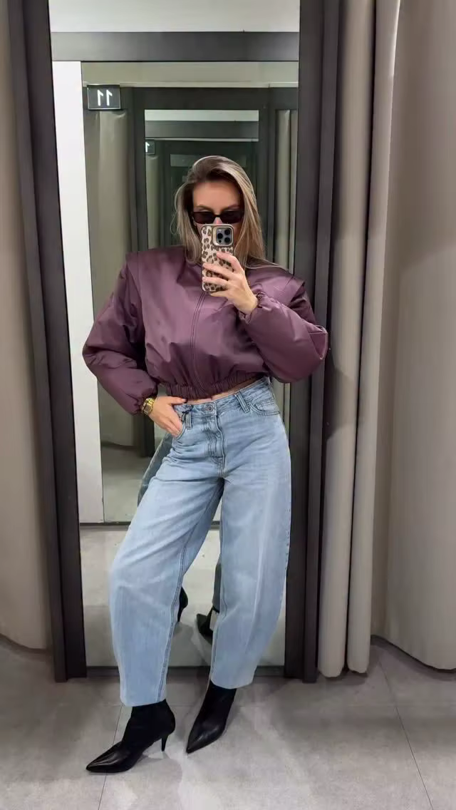 Veste matelassée unie violette pour femme