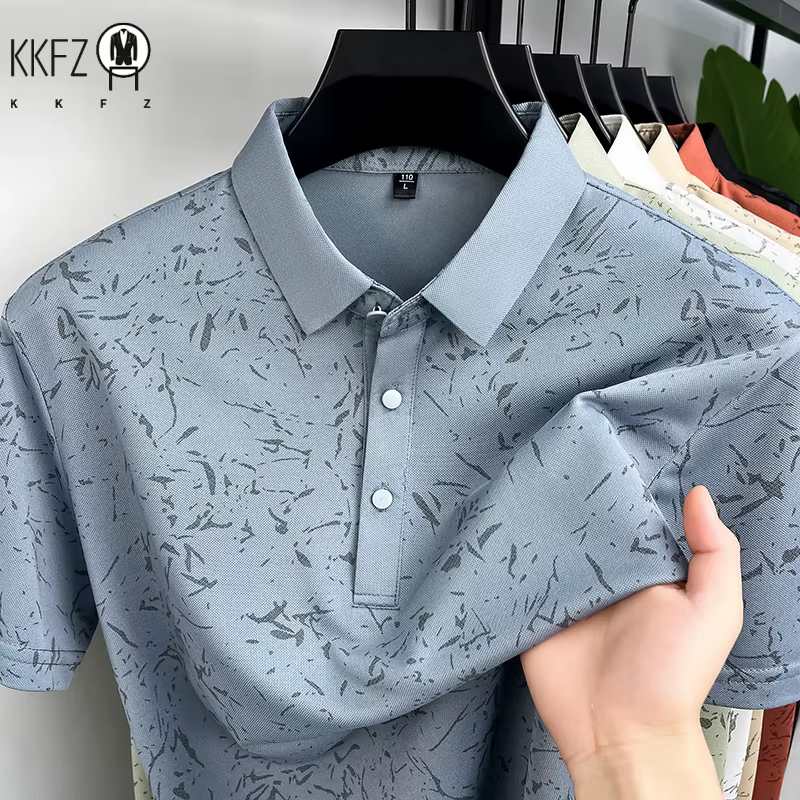 Chemise polo classique pour homme avec motif imprimé