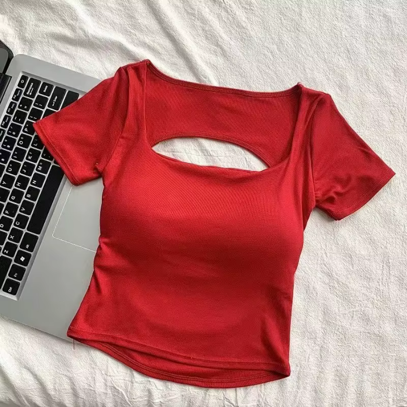 Crop top dos nu à col carré pour femme