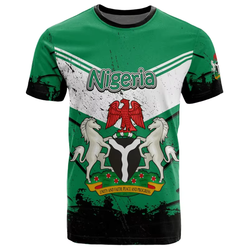 Économie à manches courtes pour hommes, Emblem Graphic Print, Nigeria Feel, Vêtements africains, Zones Ropa, Été, Respzed, Homme, Y-Man