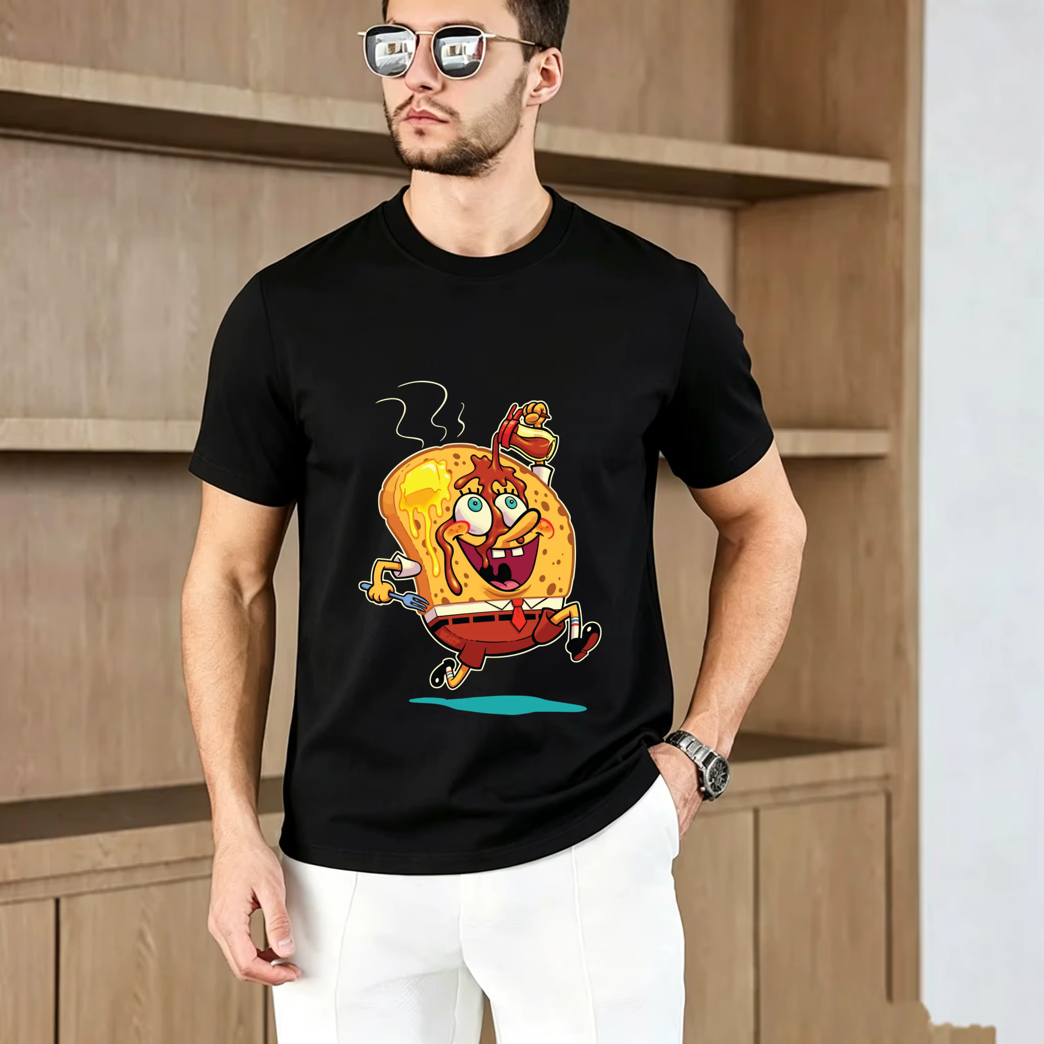 T-shirt pour homme à col rond 100% coton respirant