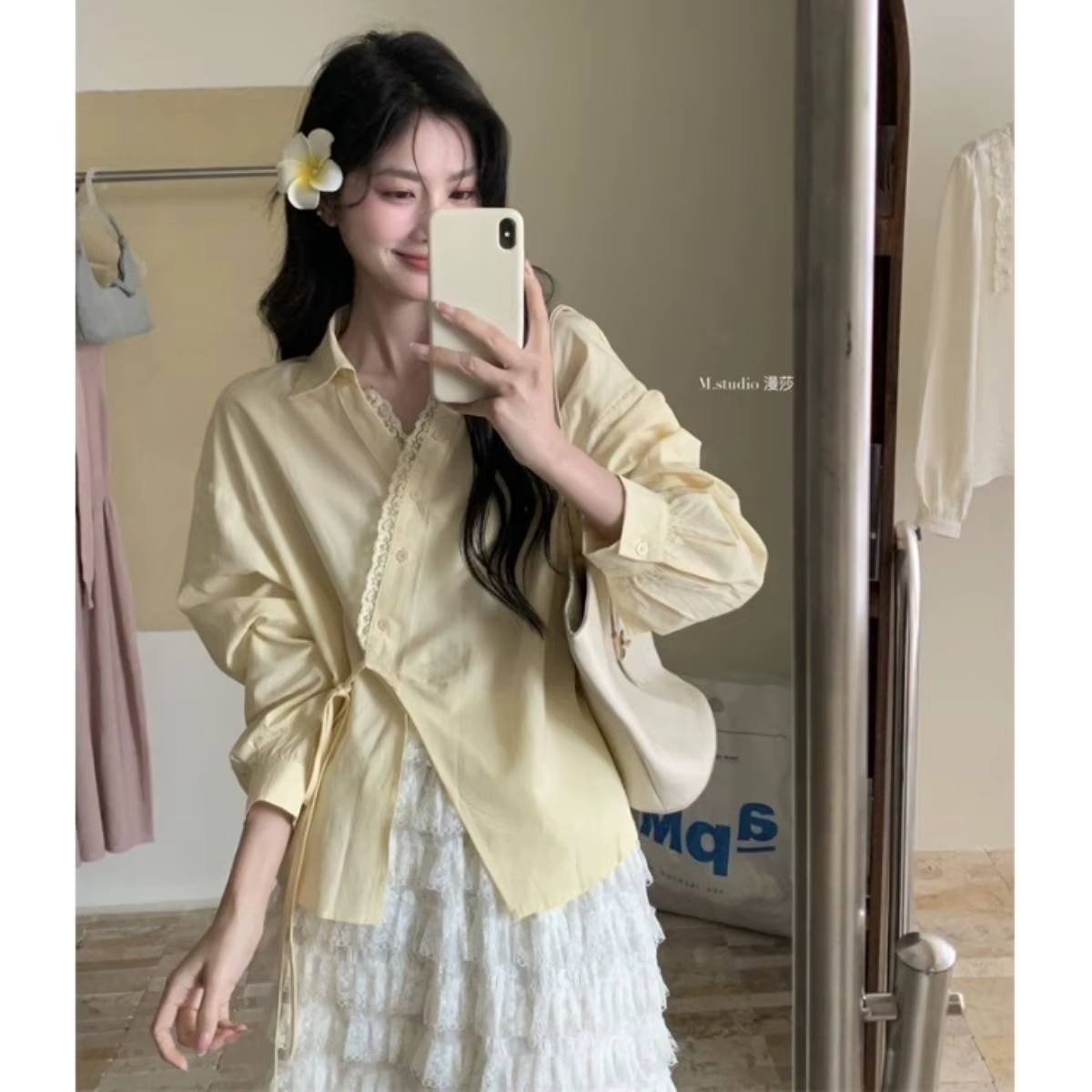 Chemises à manches longues en mousseline de soie pour femmes, à volants, surdimensionnées, boutonnées, Style Preppy, jeune, douce, Sexy, vêtements quotidiens de rue, tendance