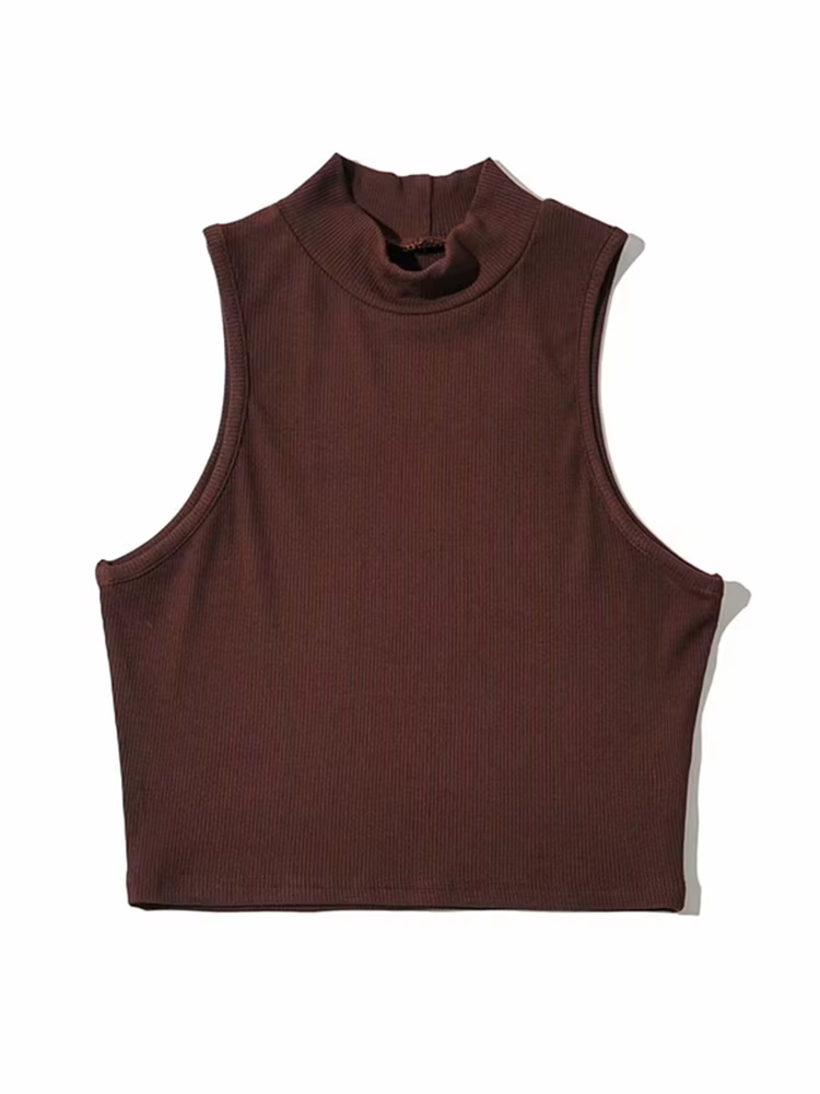Été noir femmes mode haut court col