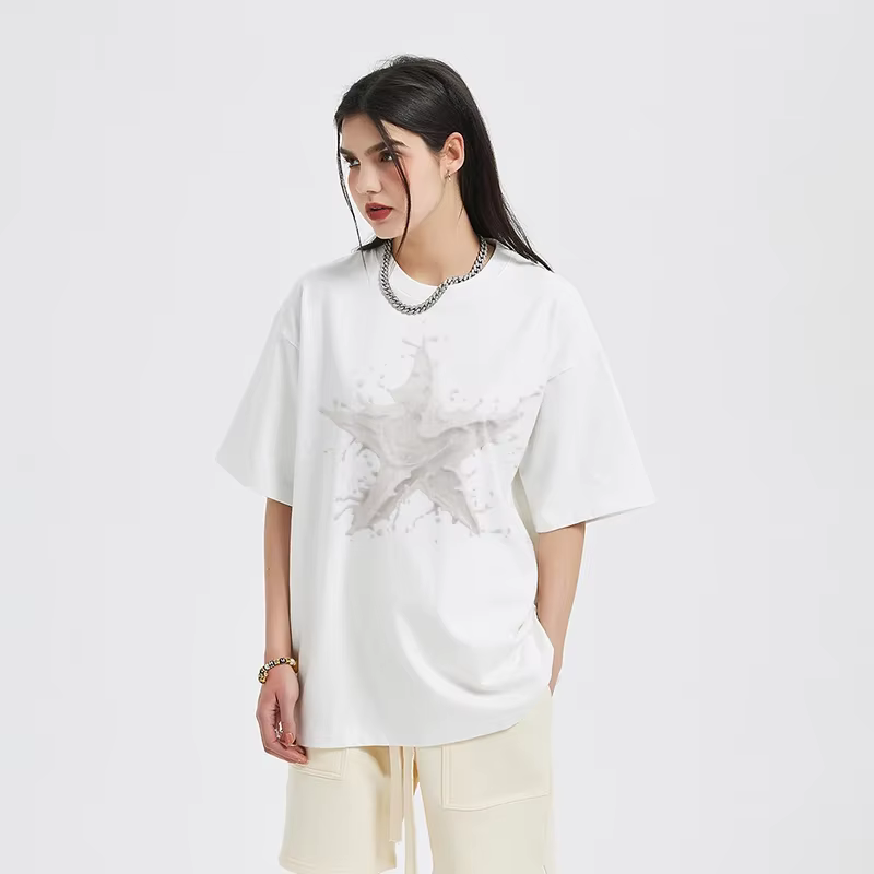 Été 2025 T-Shirt hommes Streetwear éclaboussures lait étoile graphique