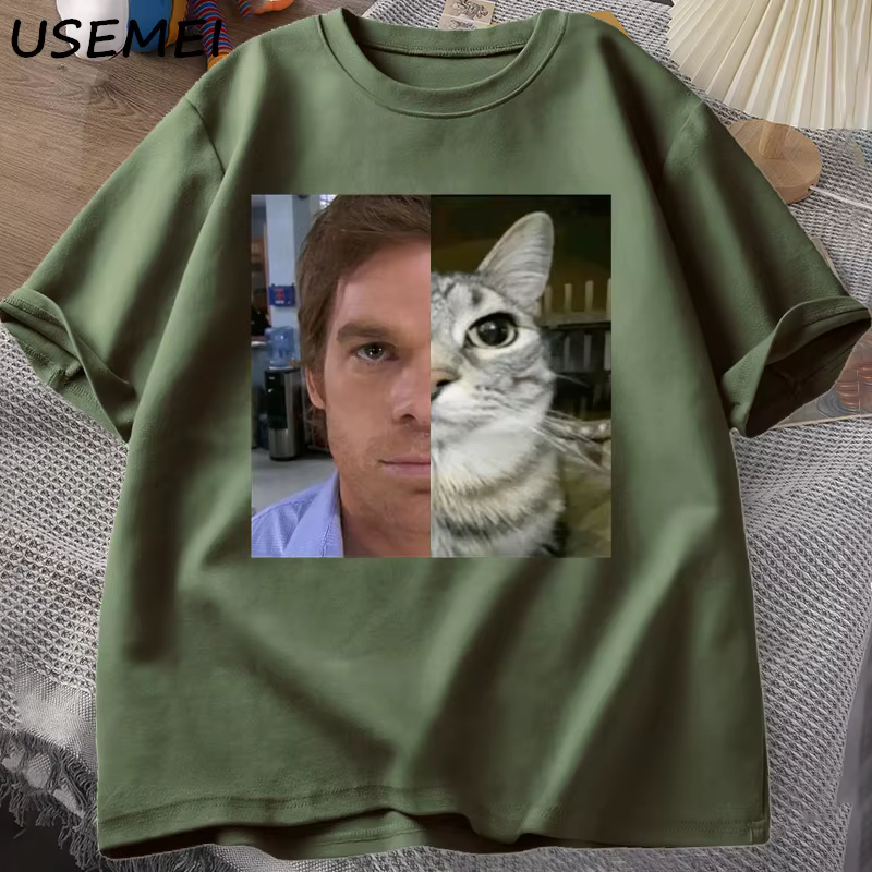 Dexter Morgan-T-shirt en coton à manches courtes et col rond pour homme