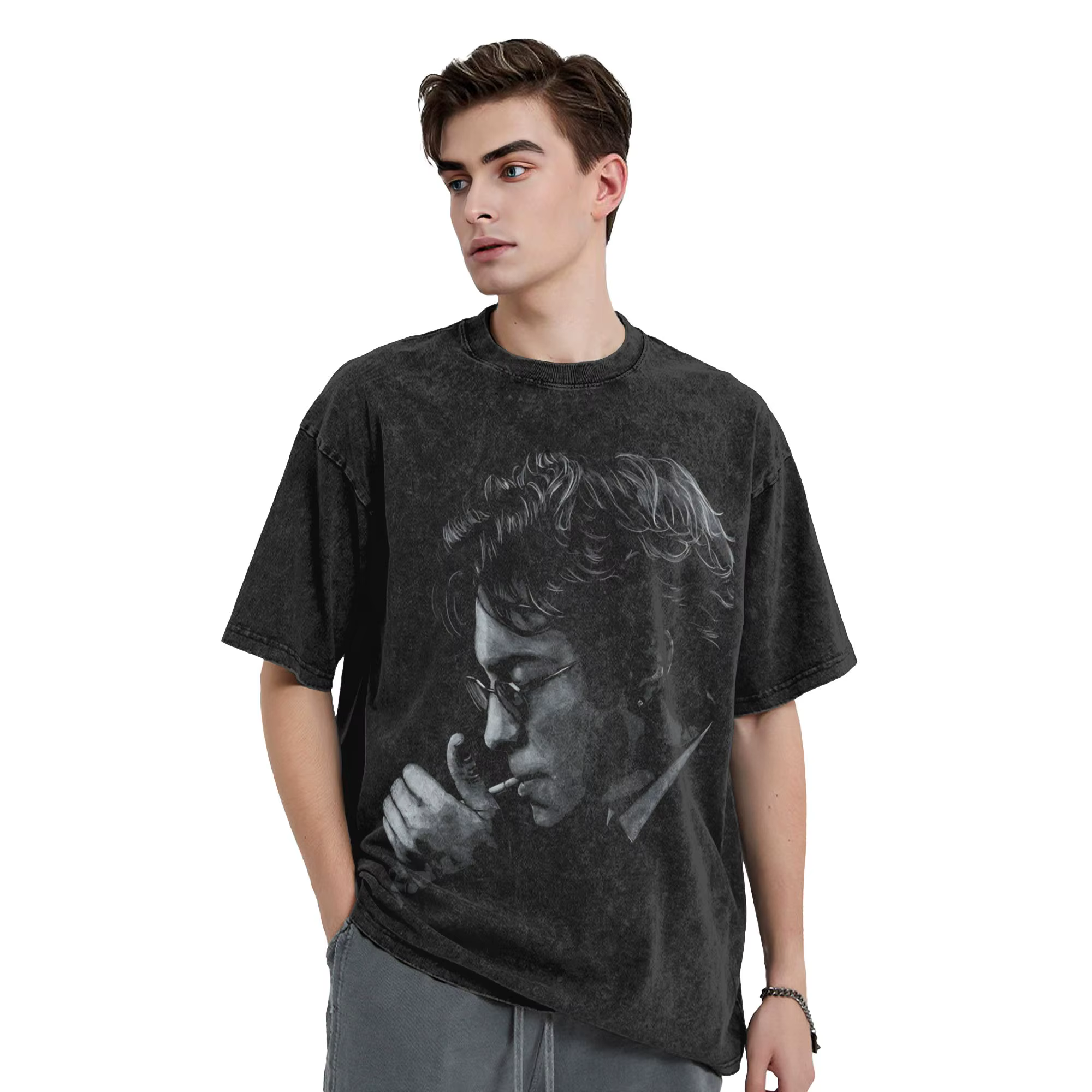 T-shirts vintage pour hommes Hudson Williams – Hauts d'été streetwear à manches courtes