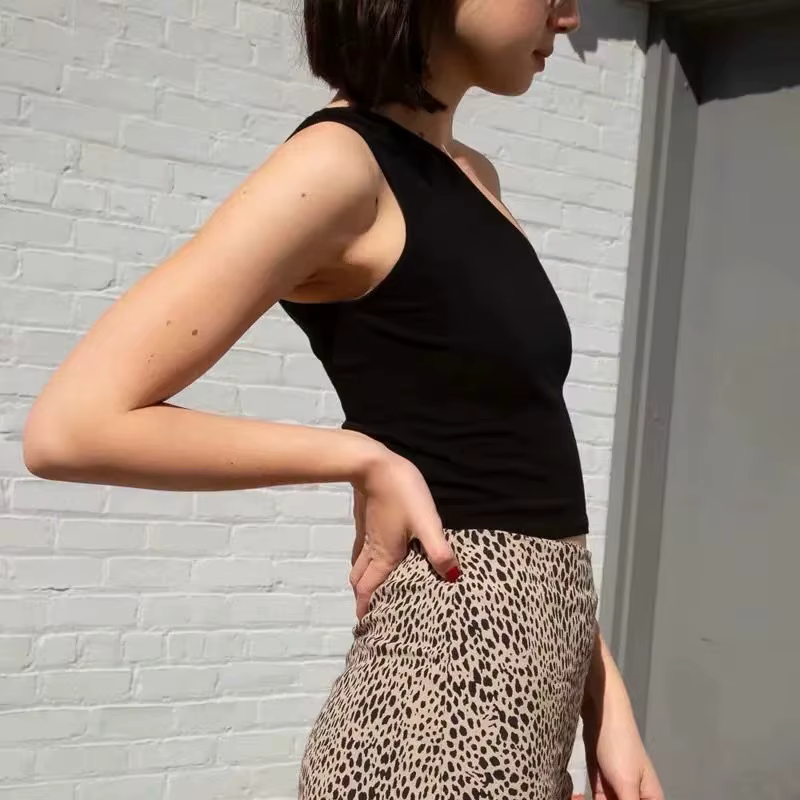 Débardeur court à col oblique pour femmes, corset élastique, sexy, mince, en Y