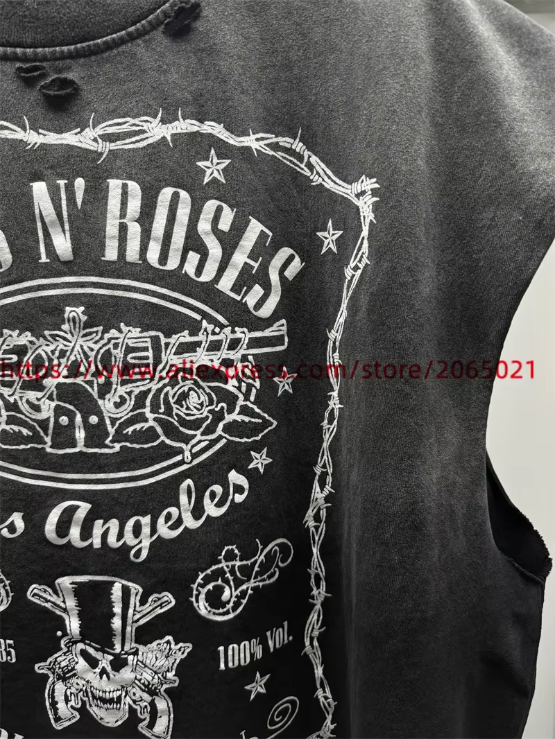 Vintage SAINT Guns N Roses lavé T-Shirts haute qualité sol sale Spray porté à la main débardeur t-shirt hauts