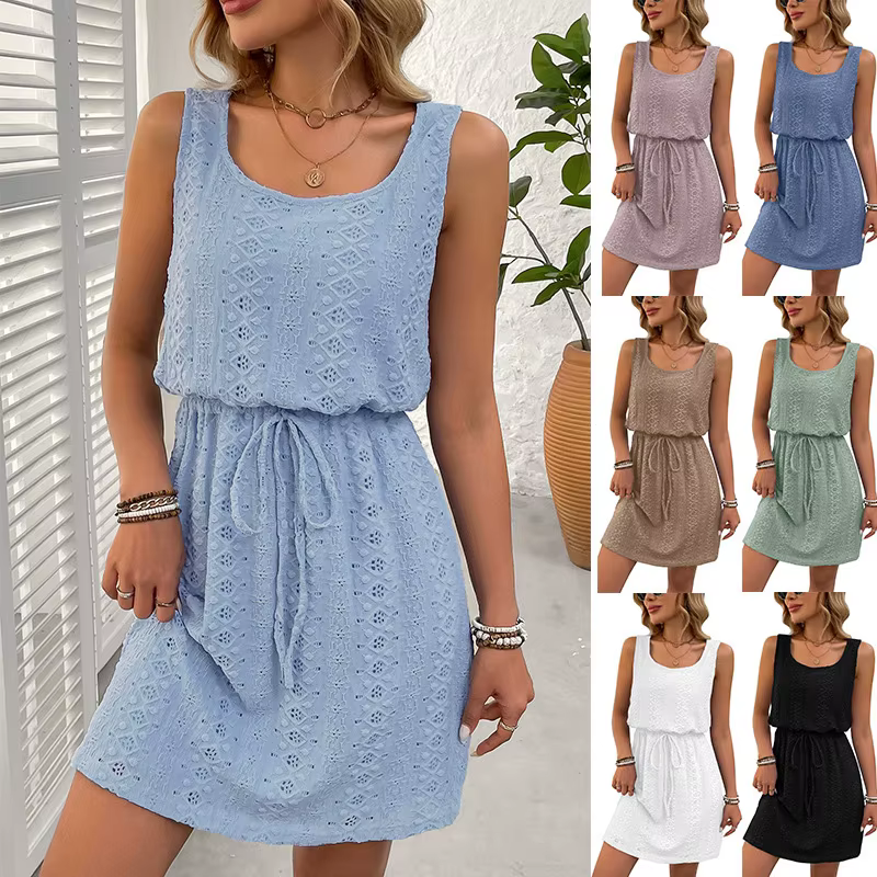Robe sans manches avec ceinture pour femmes