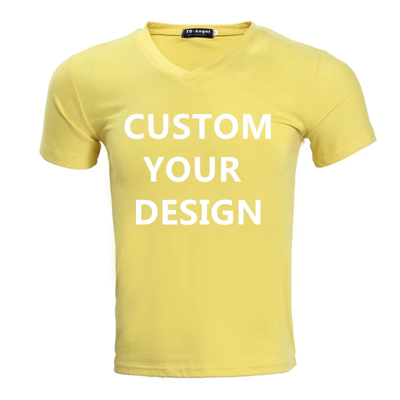 T-Shirt personnalisé col en v 100% coton, imprimé sur demande, vêtements de travail, Design, Logo de marque imprimé, vêtements d'équipe personnalisés