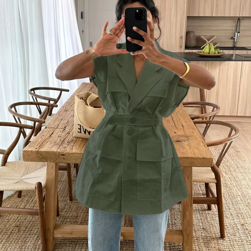 Gilet pour femmes habillé sans manches Blazer automne été poche