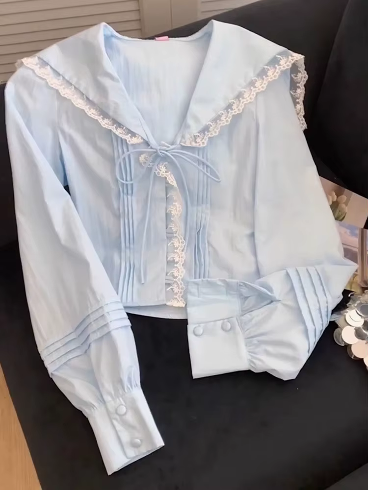 Chemise à col marin douce et mignonne pour femmes