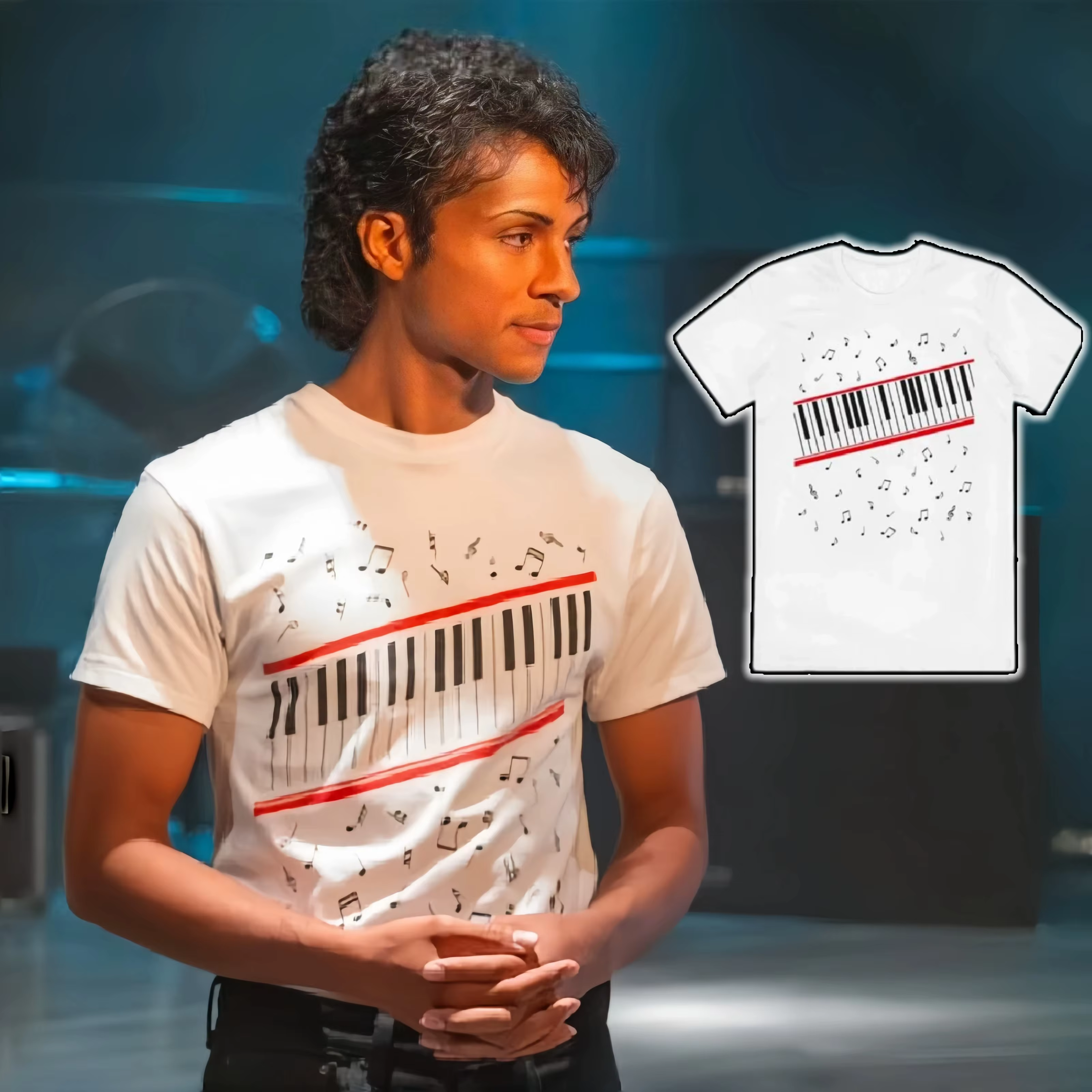 T-shirt imprimé Michael Jackson Movie MJ Beat It Piano