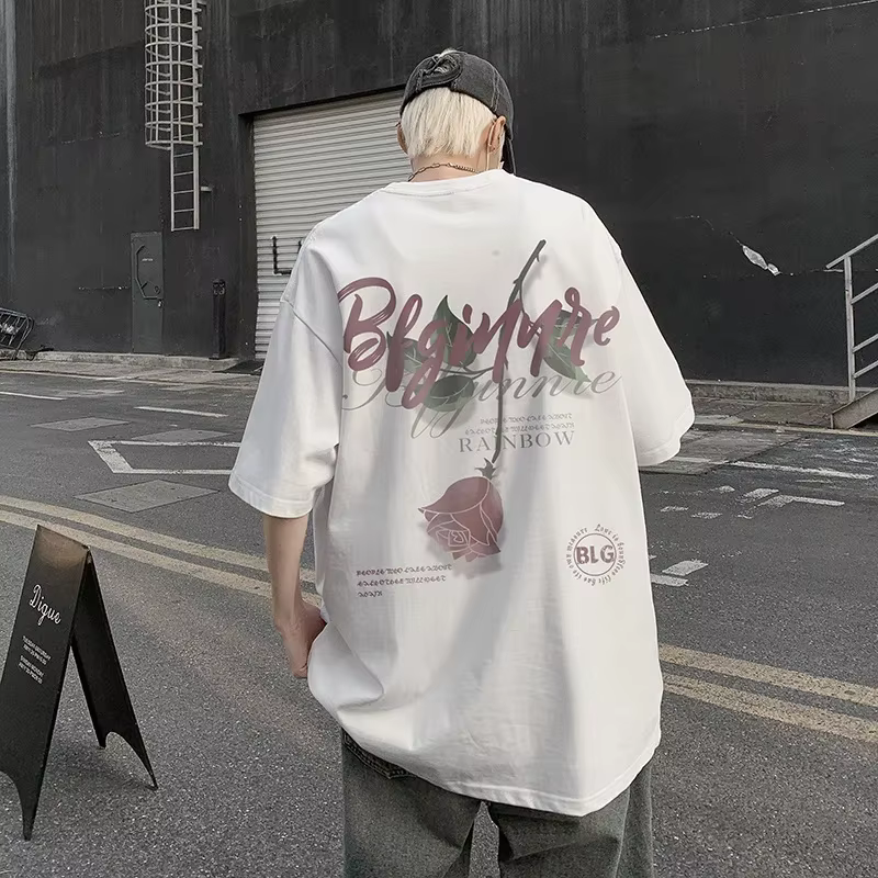 T-Shirt Gothique à Manches Courtes et Col Ras du Cou pour Homme Streetwear en Coton Respirant