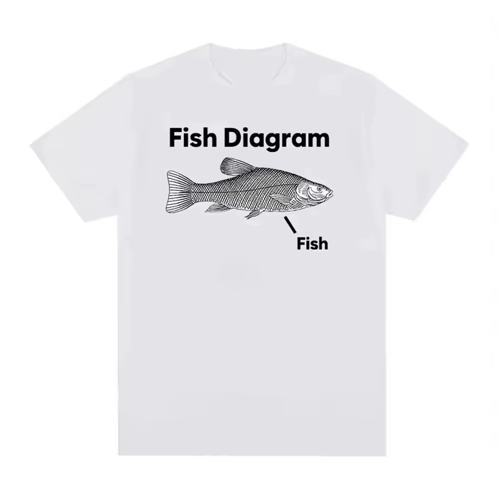 T-shirt unisexe avec impression de meme de diagramme de poisson amusant