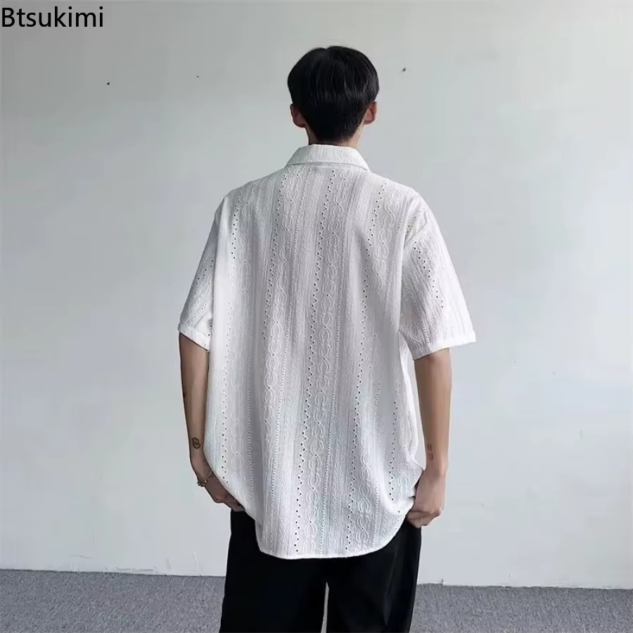 Chemises amples ajourées vintage japonaises pour hommes
