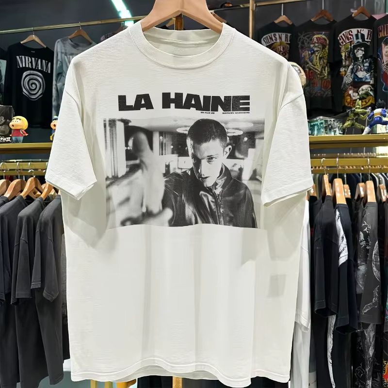 T-shirt à motif de film gangster rétro des années 80 et 90 pour hommes