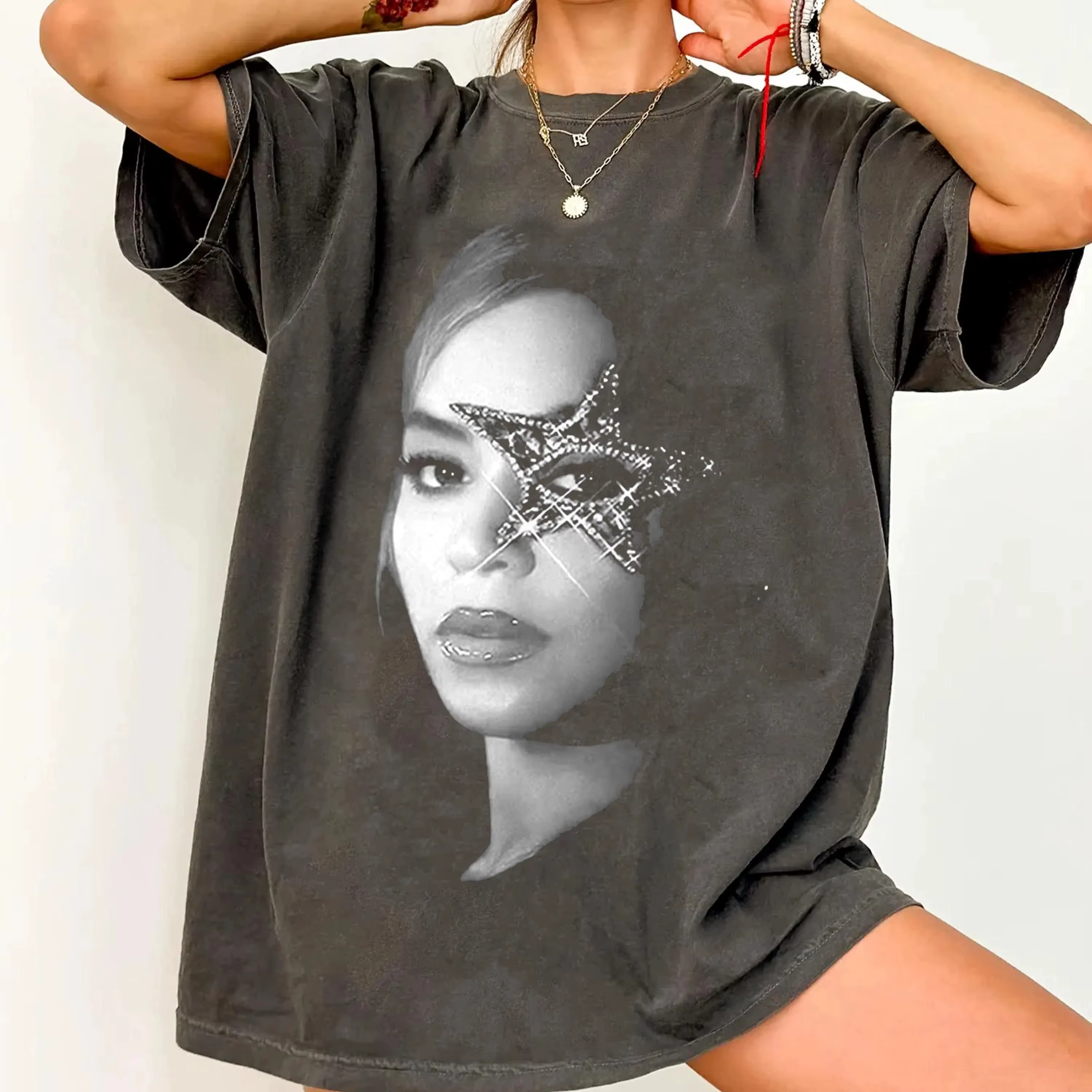 T-shirts de chanteur américain Beyonce Face Boxy imprimé graphique