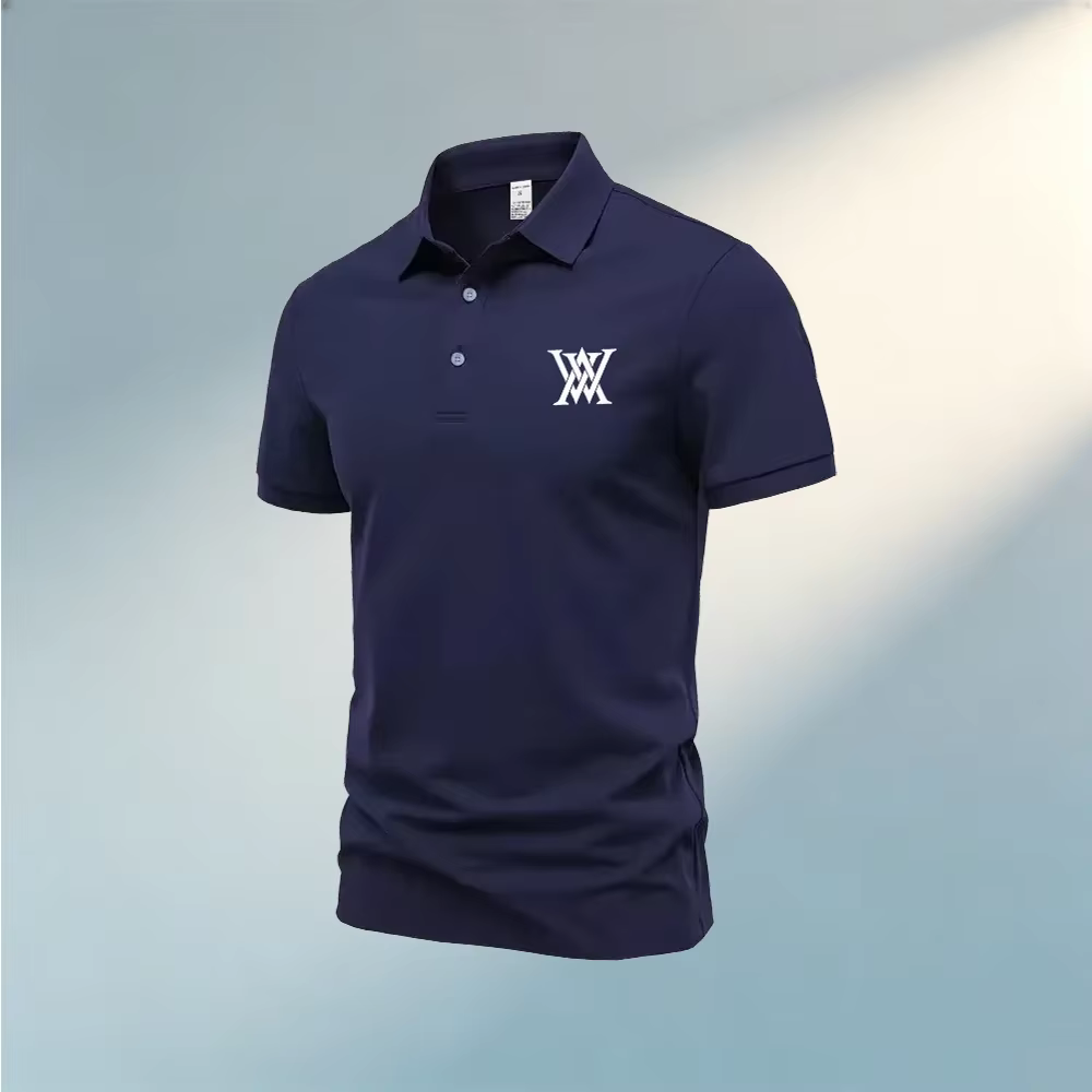 Chemises polo unies pour hommes à manches courtes