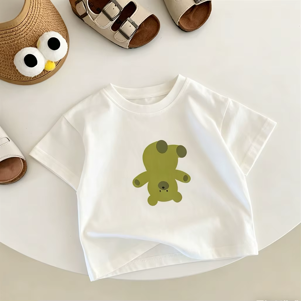 T-shirt imprimé dessin animé à manches courtes en pur coton