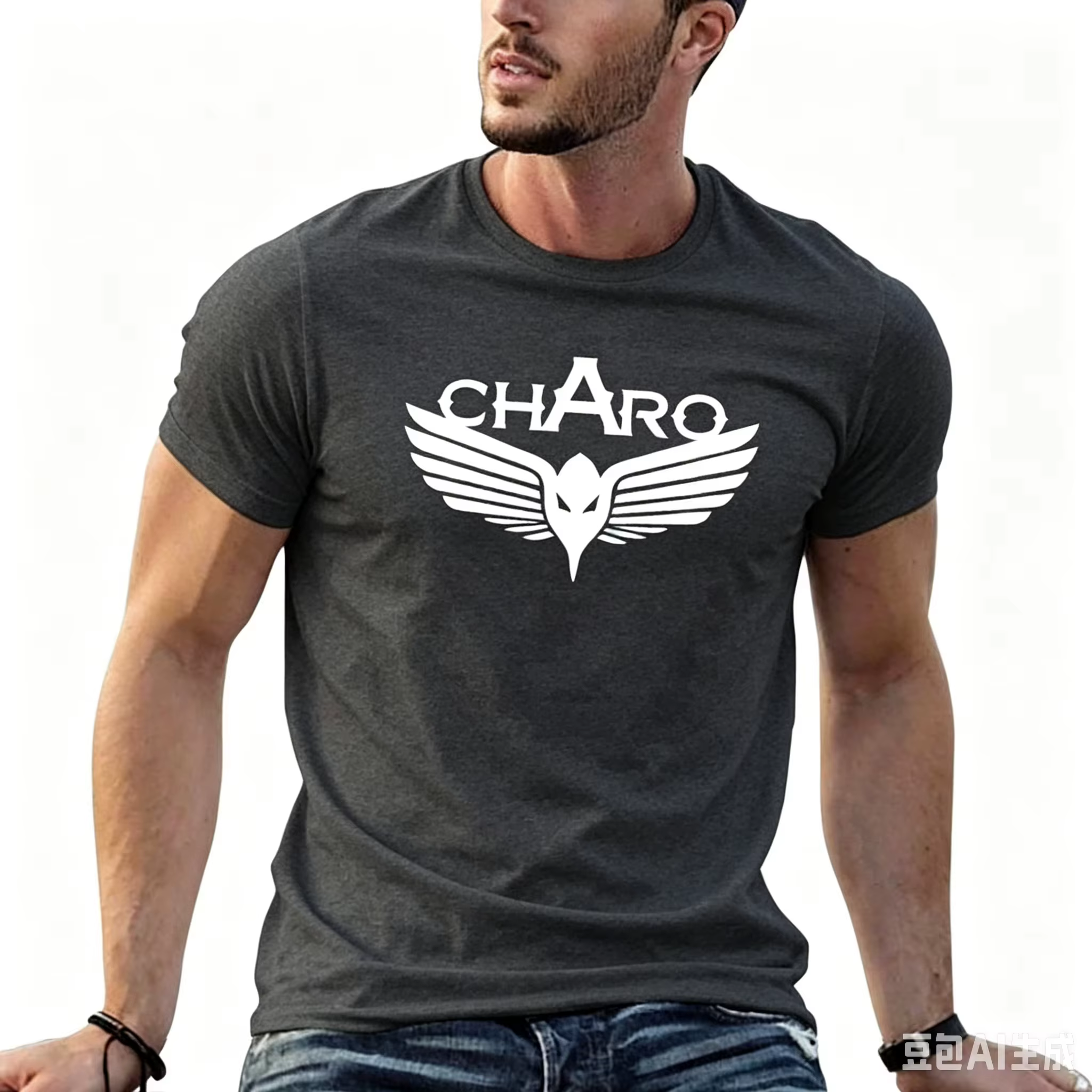 T-shirt unisexe en coton à manches courtes avec logo Charo Niska Wing