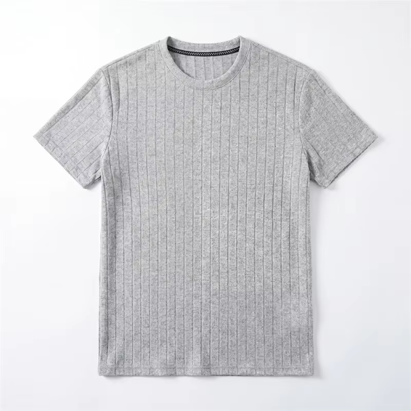 T-shirt côtelé à col rond pour homme