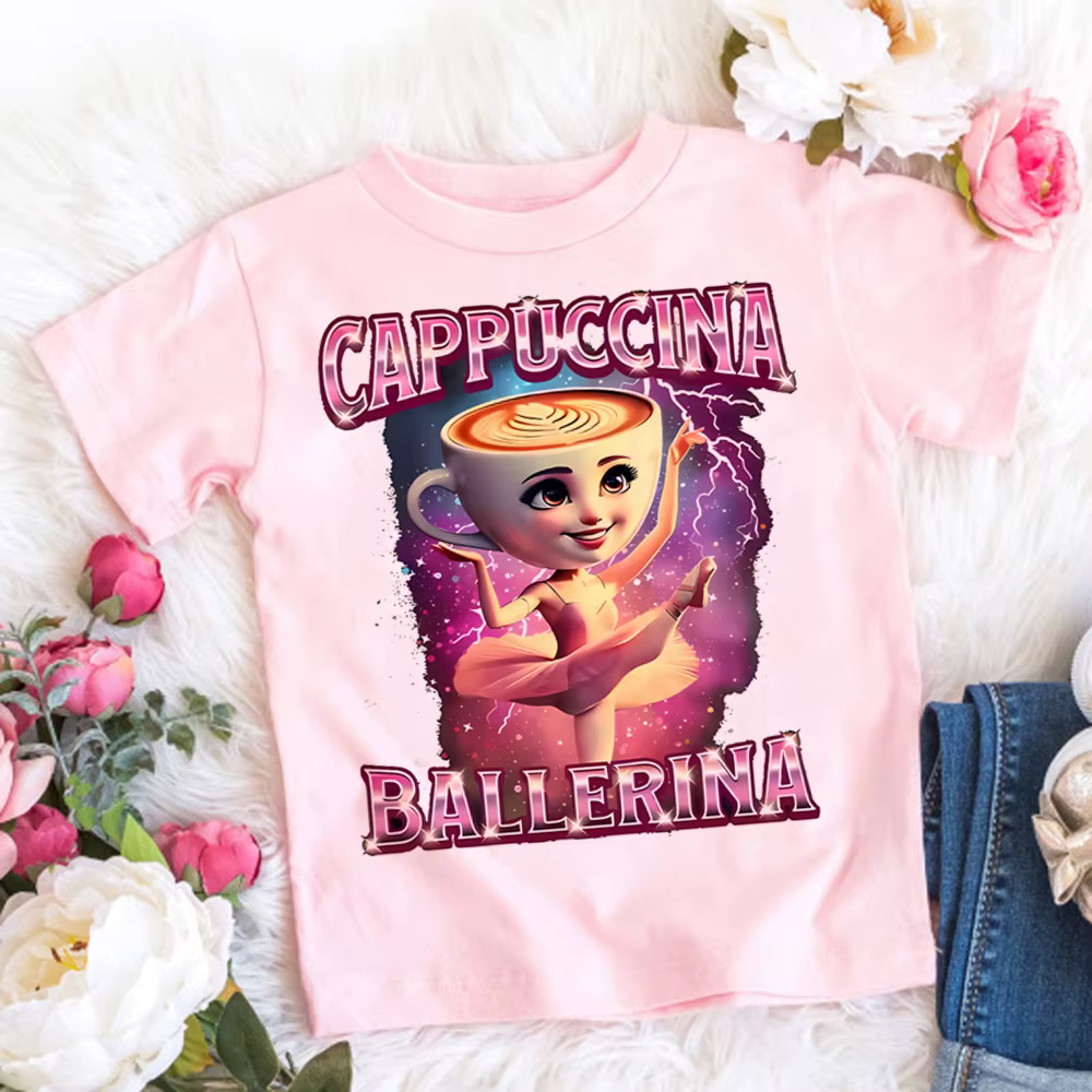 Italien Brainrot T-Shirt enfants dessin animé imprimé vêtements col rond basique garçons hauts absorbant chemises décontractées cadeau