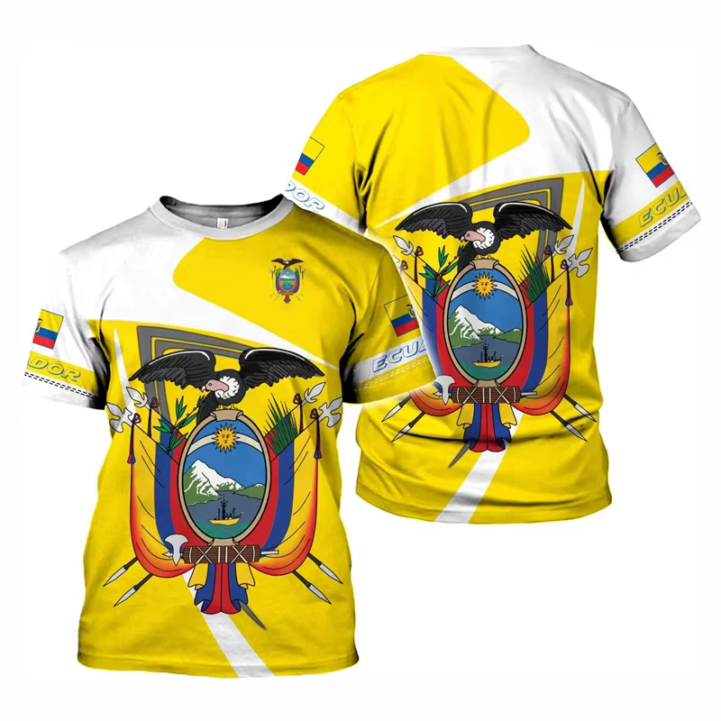 Ecuador drapeau T-shirt pour hommes été décontracté col rond