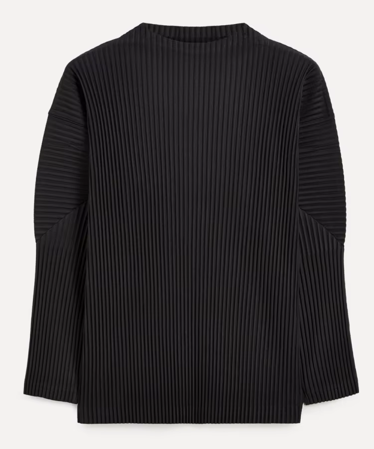 Miyake plissé homme manches longues T-Shirt mode classique noir haut à col roulé