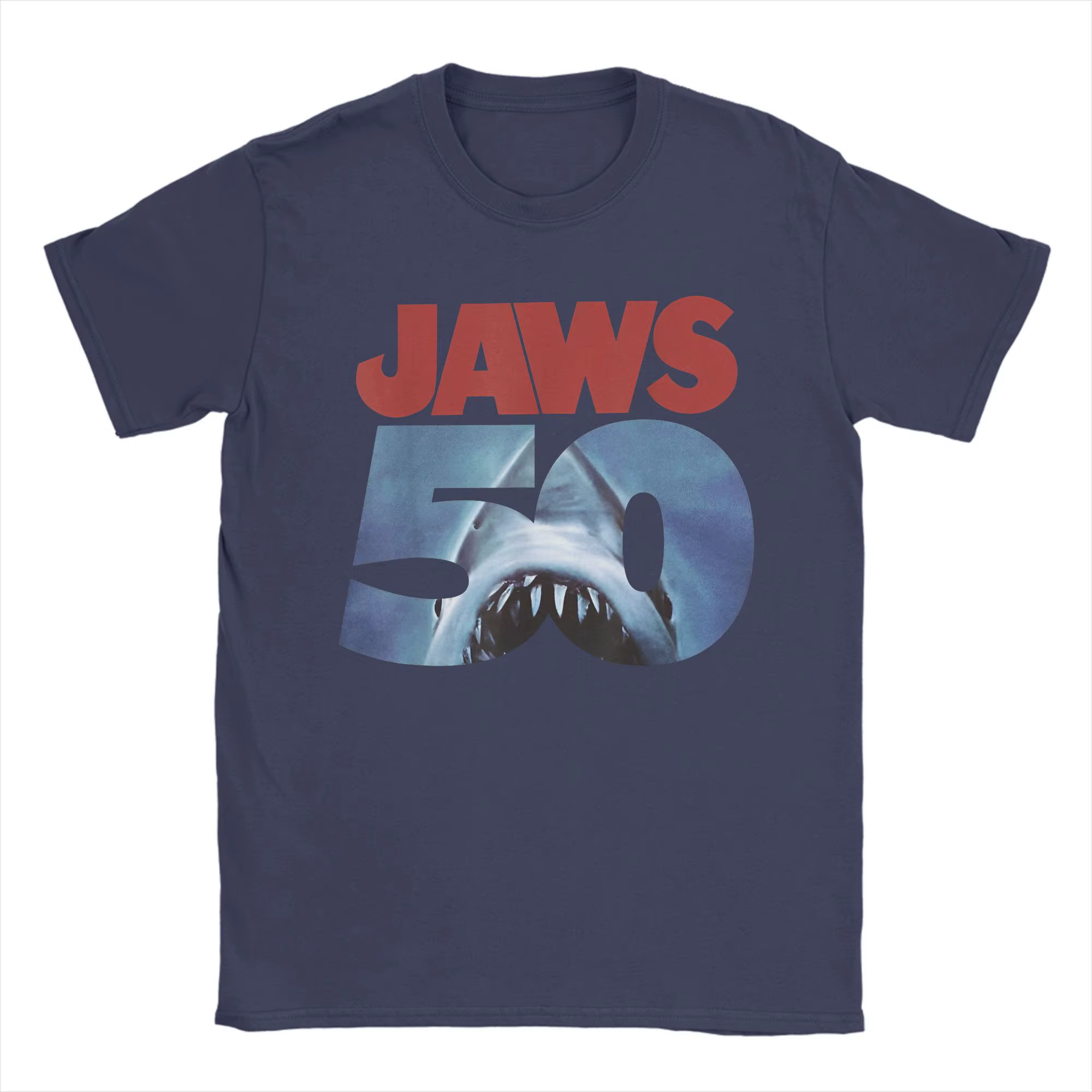 Mâchoires 50th anniversaire Logo film graphique T-Shirt hommes coton créatif