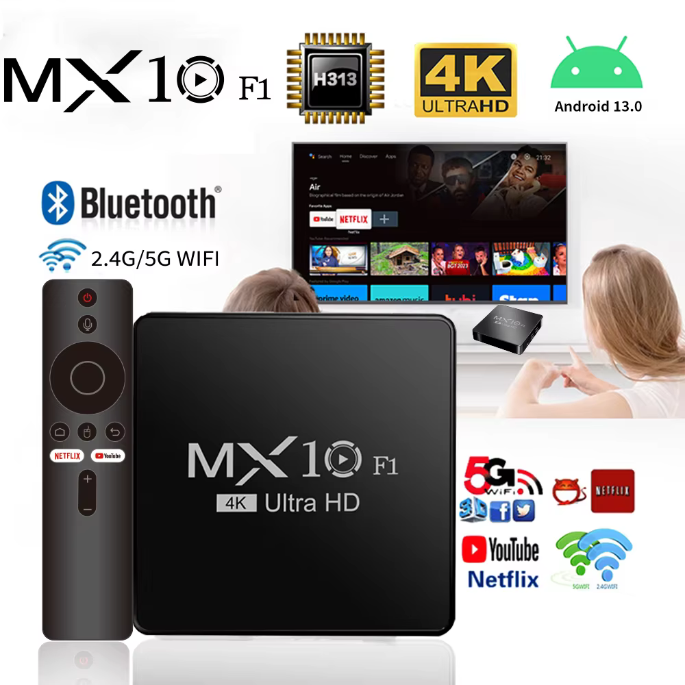 Décodeur numérique Smart TV Box avec certification, Android 13, 4K, vente en gros, 2024, mx10 f1