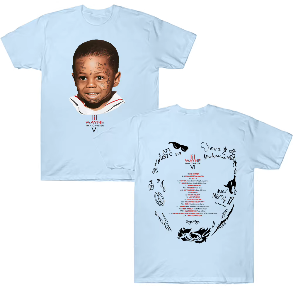 Rappeur Lil Wayne Tha Carter VI T-shirt graphique homme Hip Hop Vintage gothique