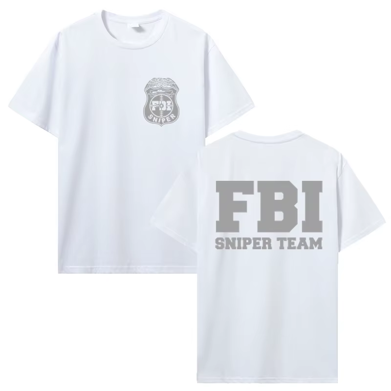Mode nouveau Fbi Sniper équipe T-Shirt Double face hommes coton col rond
