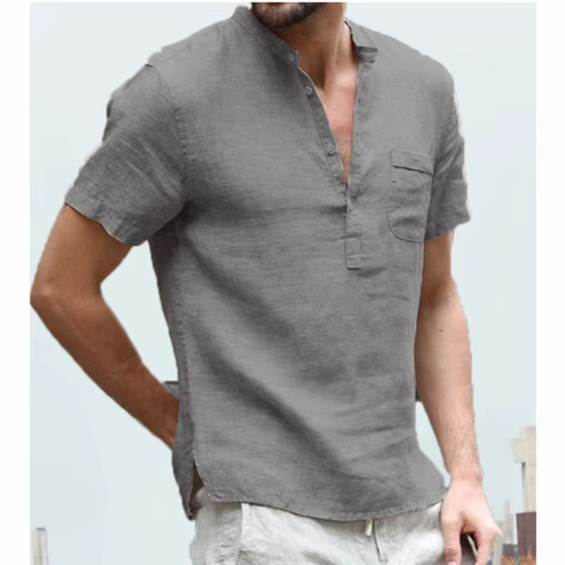 Chemise en coton et lin pour hommes