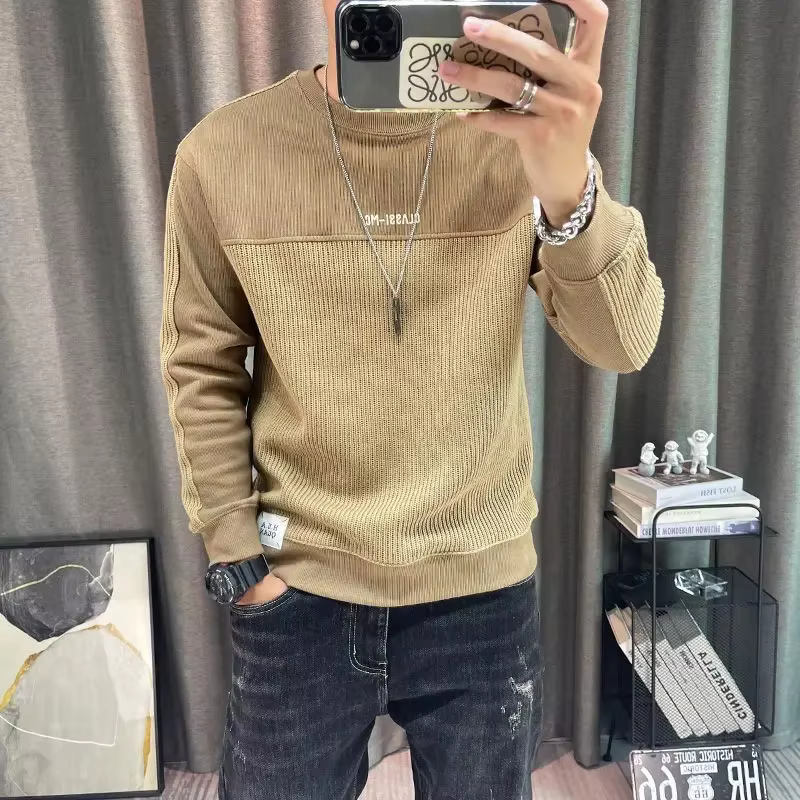 T-shirt à col rond et manches longues pour hommes