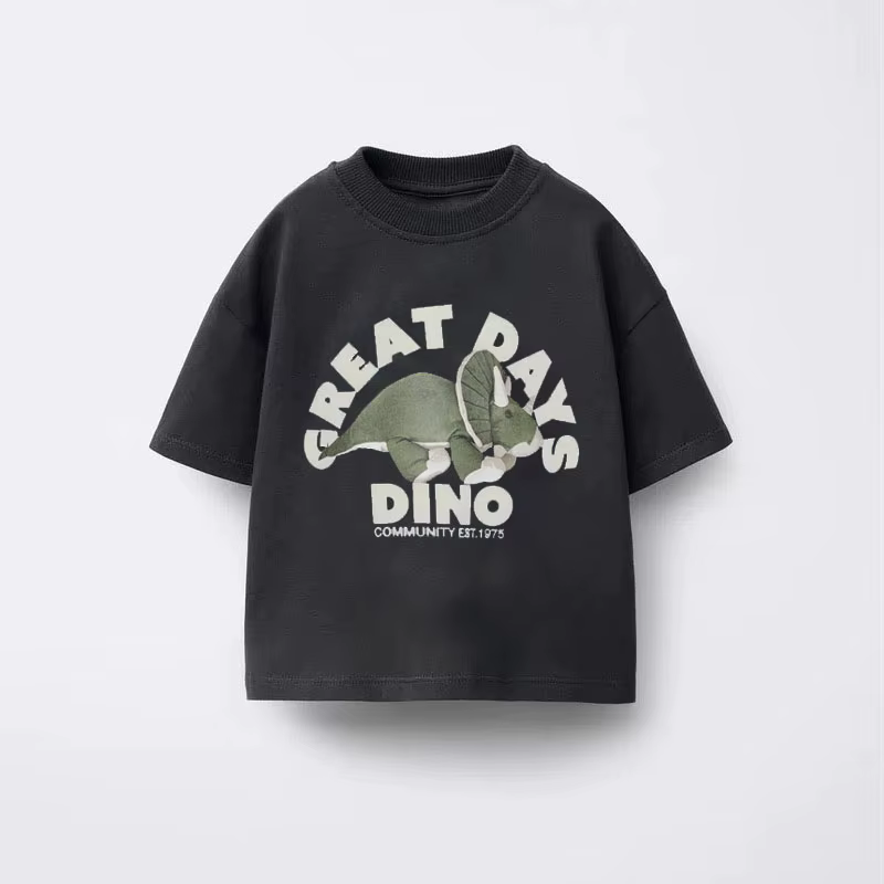 T-shirt col rond pour garçons et filles, mignon, hauts à manches courtes, vêtements amples et décontractés, vêtements d'été pour enfants, t-shirts fins en pur coton