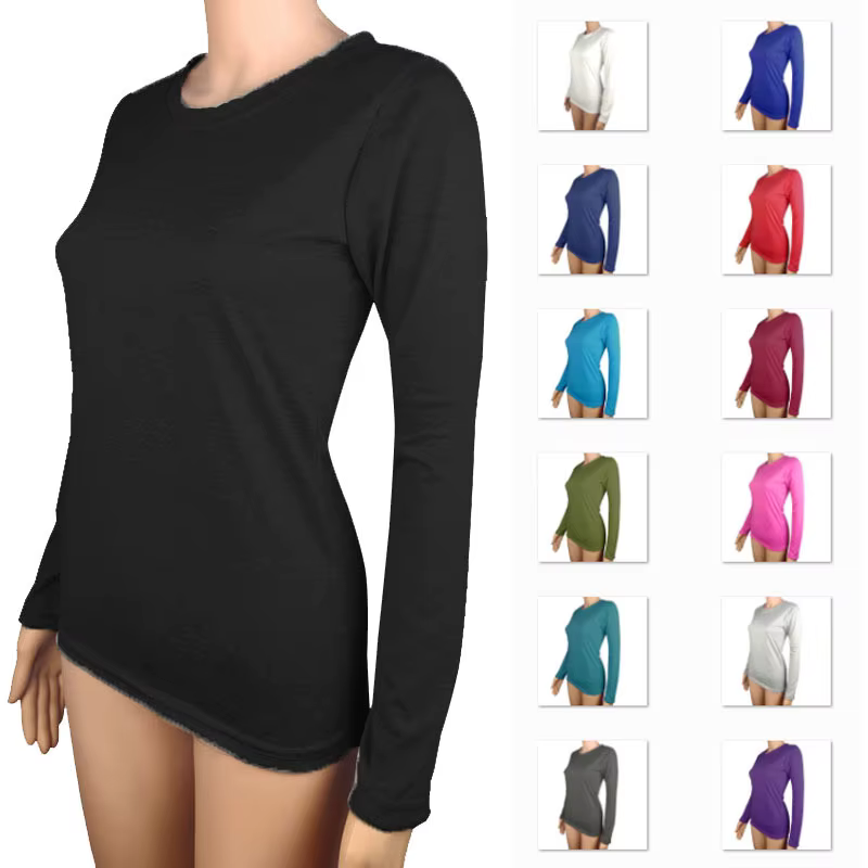 T-shirt fin à manches longues pour femmes