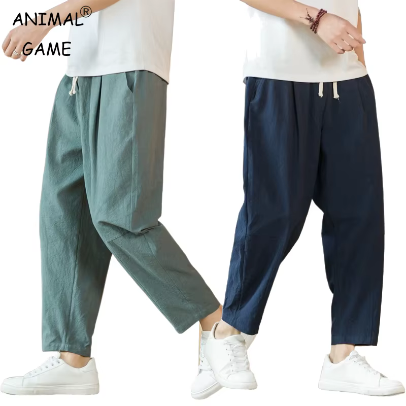 Pantalon en coton et lin pour homme
