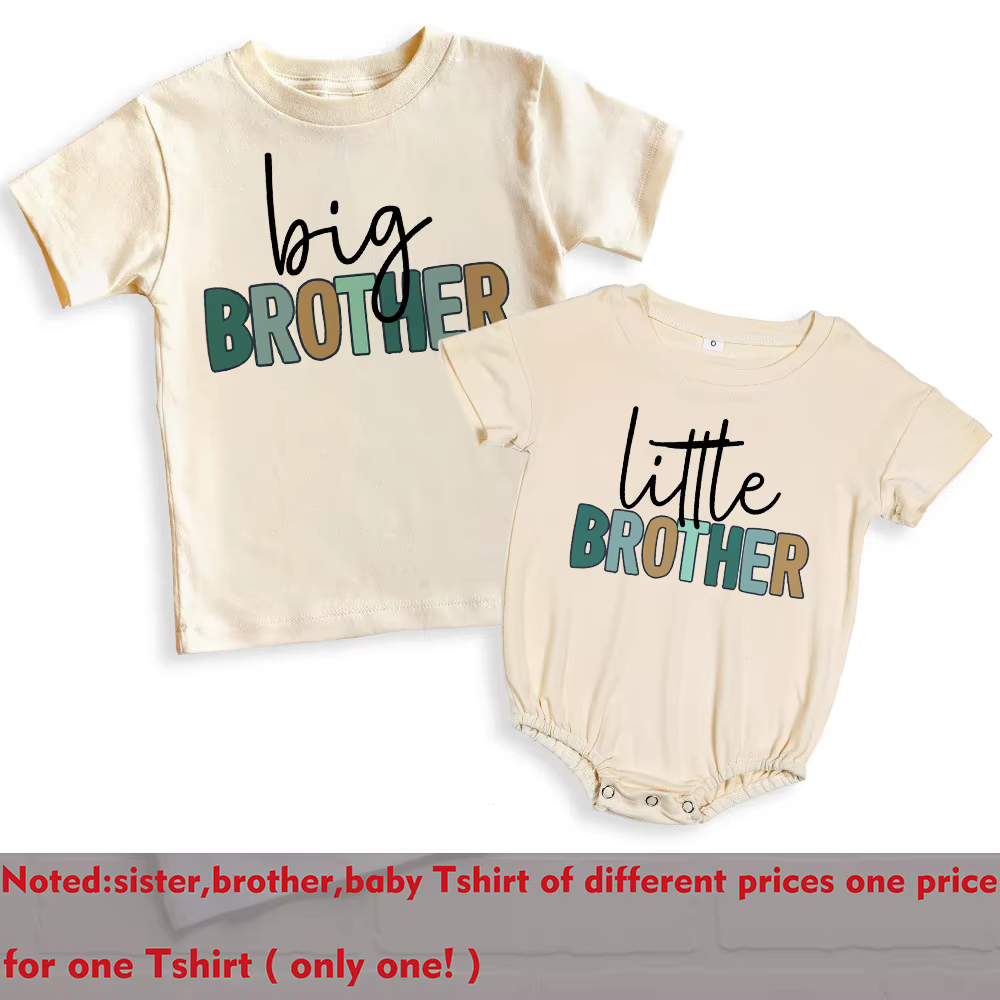 T-shirt assressentipour la famille imprimé Big Brother et Little