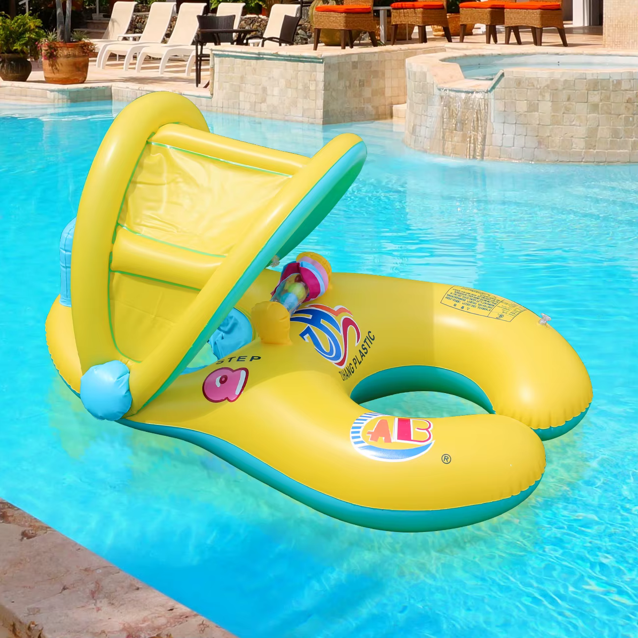 1 flotteur de piscine à double anneau pour la baignade partagée