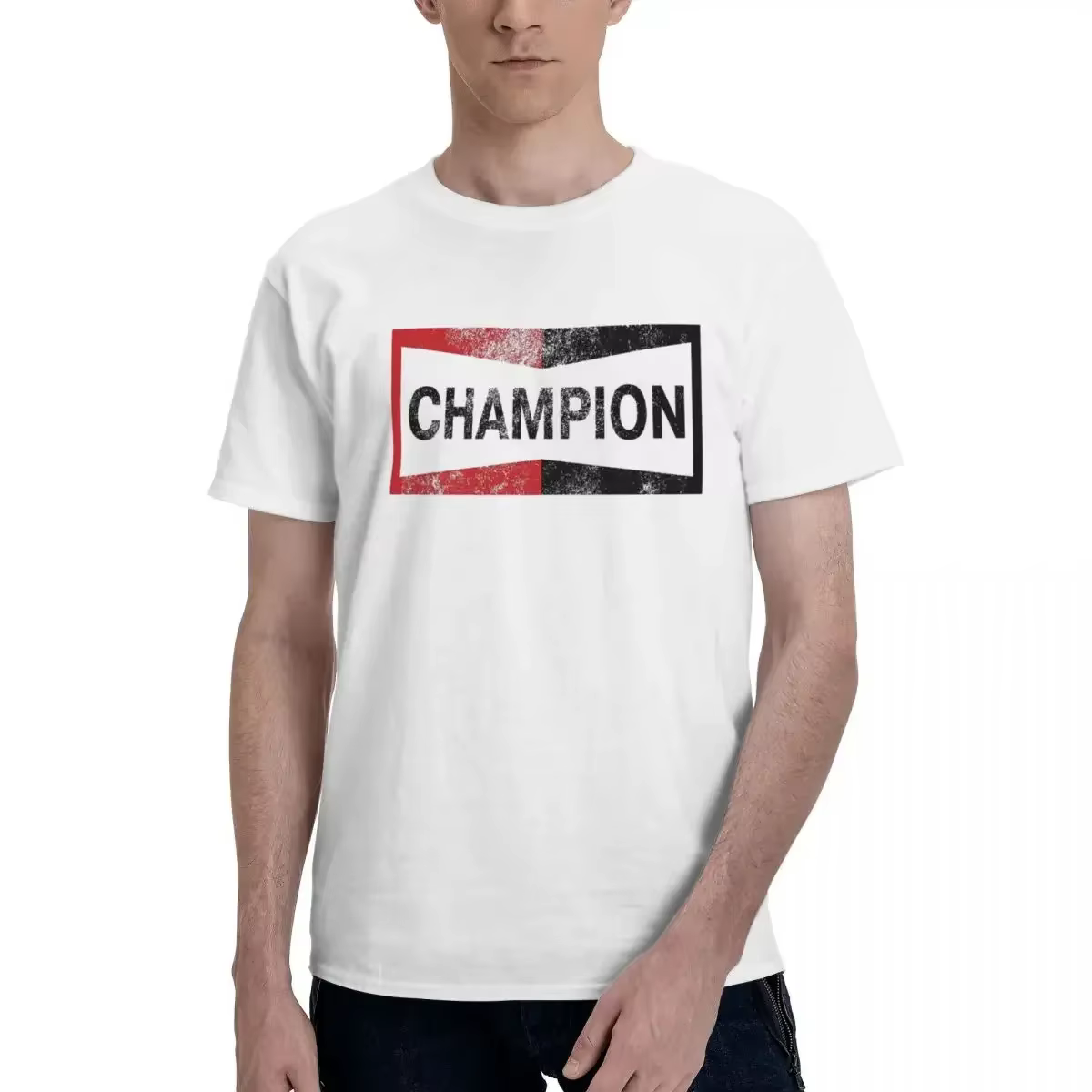 Champion Vintage Logo imprimé T-shirt hommes surdimensionné coton