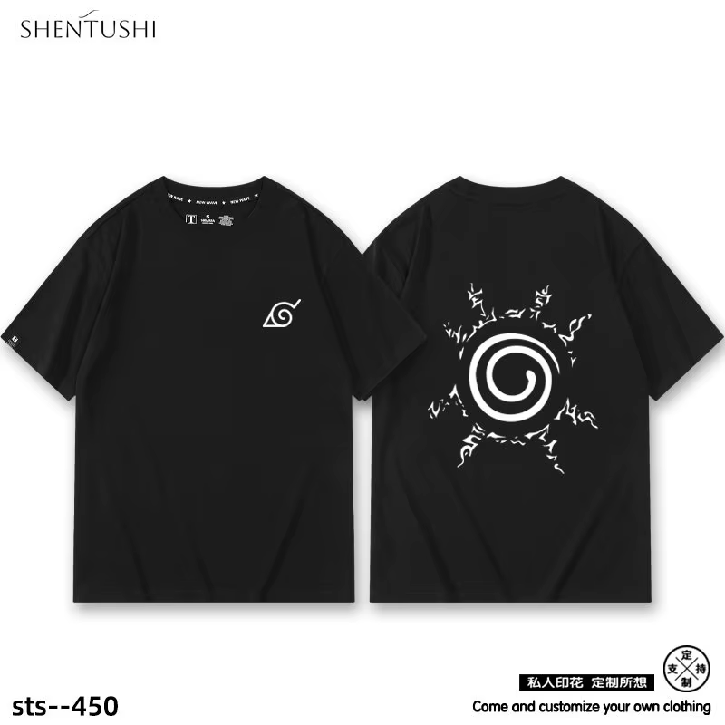 T-shirt pour enfants Naruto Nine Tailed Anime en coton imprimé double face