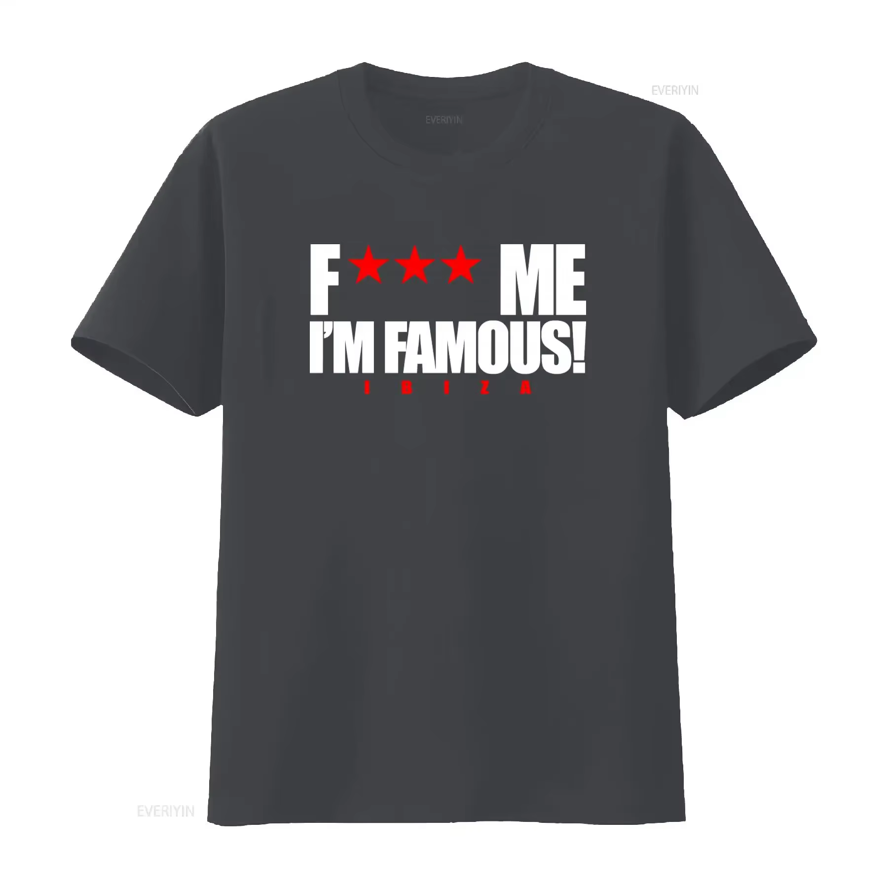 T-shirt Classique Homme F Me I'm Famous avec Logo David Guetta Ibiza Blanc Gris – Style Vintage Lavé Tendance