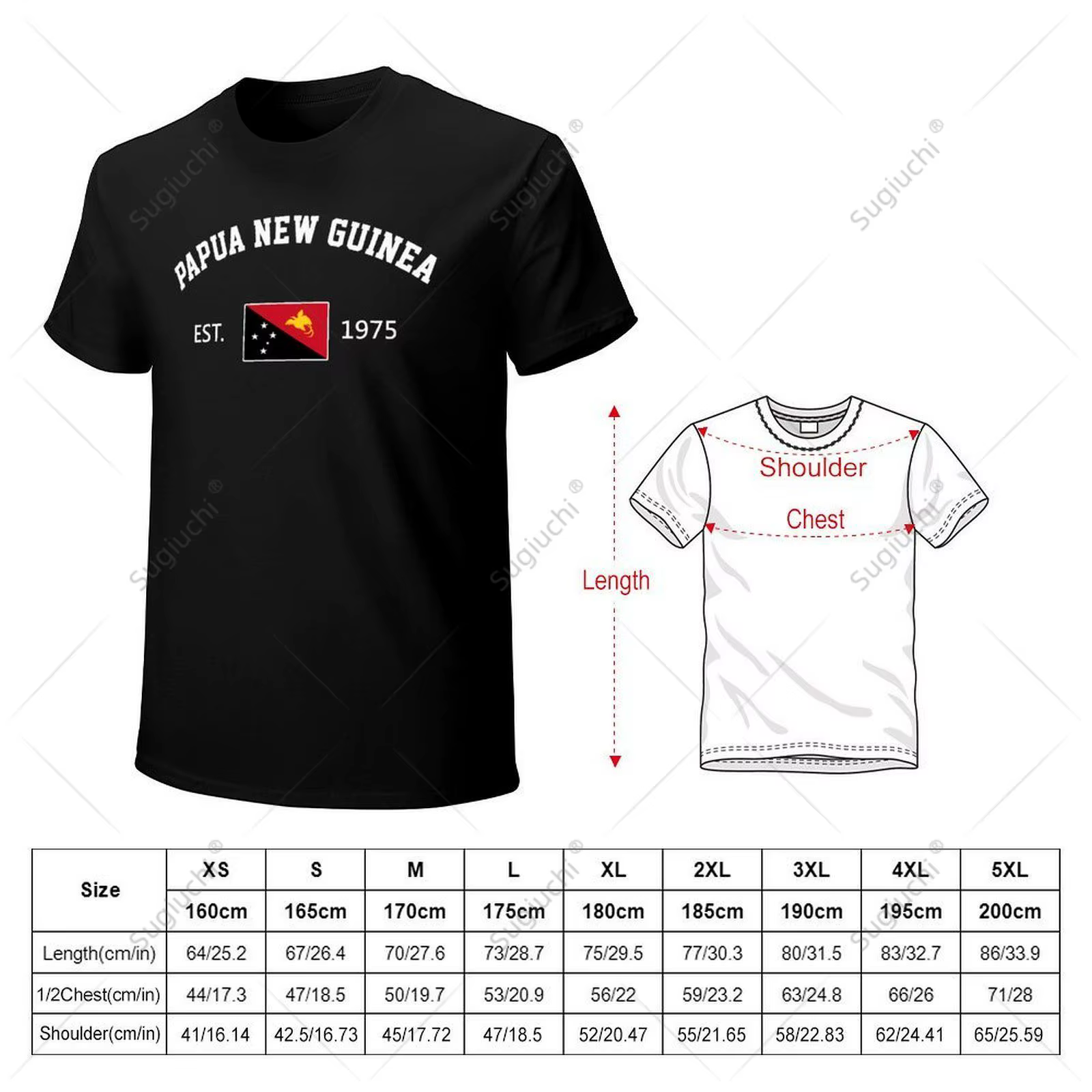 Unisexe hommes papouasie-nouvelle-guinée EST.1975 jour de l'indépendance T-Shirt t-shirts femmes garçons 100% coton