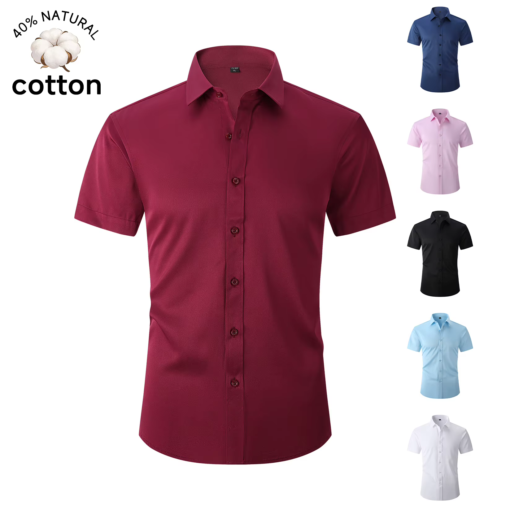Chemise noire à manches courtes pour homme