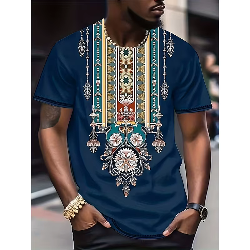 T-Shirt à motif ethnique africain pour hommes