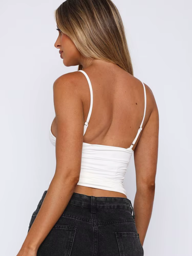 Corset court à bretelles spaghetti pour femmes
